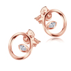 Water Drop In Circle With CZ Stone Silver Ear Stud STS-5501
